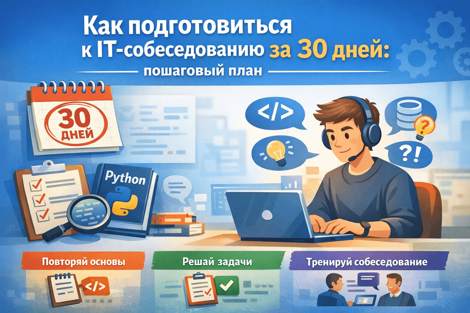 Как подготовиться к IT-собеседованию за 30 дней: пошаговый план
